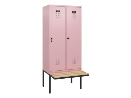 locker met bank,HxBxD 1950x800x815mm,2vak,vak B 400mm,draaigrendel