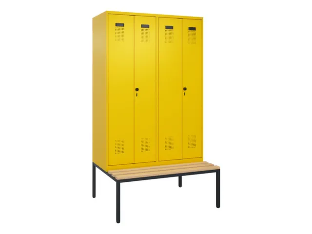 locker met bank,voor scheiding van kleding,HxBxD 2120x1200x815mm,4vak
