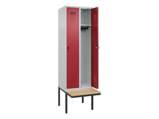 locker met bank,HxBxD 2120x600x815mm,2vak,vak B 300mm,draaigrendel - 2