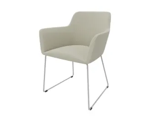 Bezoekersstoel Sledeframe Ronde Buis Verchroomd Beige - 1