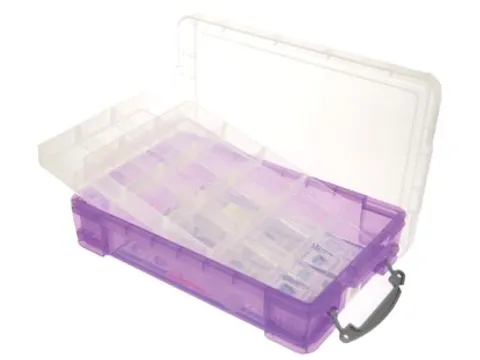 Opbergdoos Loom Bands 30 Vaks 4 Liter Transparant Paars