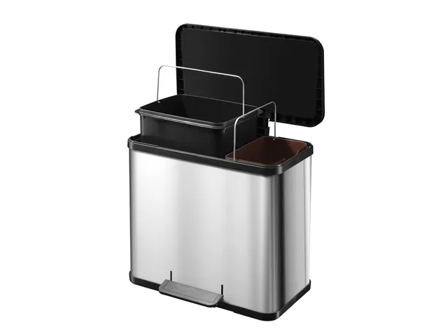 Gescheiden Afvalbak Öko Duo Plus 17 liter + 9 Liter RVS Zwart Hailo