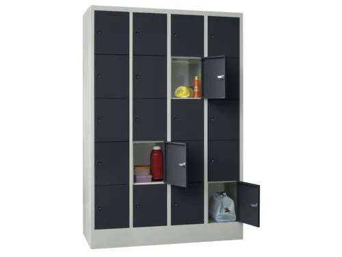lockerkast,4x5vakken,vak B 300mm,cil.-slot,RAL7035,front RAL7016
