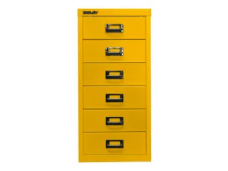 kantoor-ladekast HxBxD 590x279x380mm 6 laden romp + front geel staal - 1