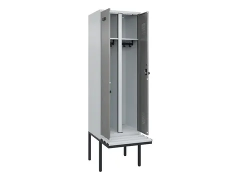 locker met bank,voor scheiding van kleding,HxBxD 2120x600x815mm,2vak