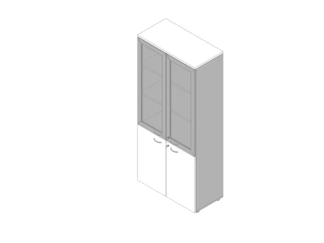 Vitrinekast 2000X900X450Mm Glazen Deuren 4Xhouten Vloer Aluminium Wit