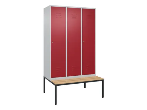 locker met bank,HxBxD 2120x1200x815mm,3vak,vak B 400mm,cil.-slot