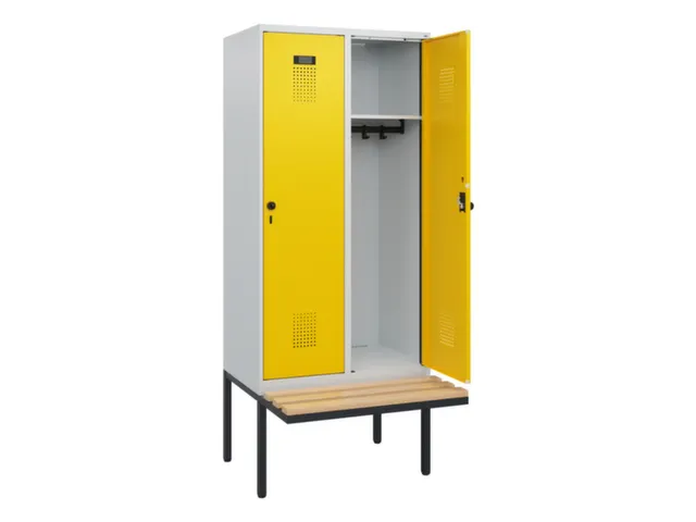 locker met bank,HxBxD 1950x800x815mm,2vak,vak B 400mm,draaigrendel