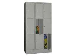 lockerkast,HxBxD 1850x900x500mm,3x3vakken,RAL7035,front RAL7016