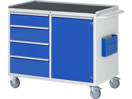 gereedschapswagen 975x1145x650mm metaalblad 450kg 4 laden+kast RAL5010