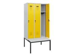 locker met bank,HxBxD 1950x900x815mm,3vak,vak B 300mm,draaigrendel