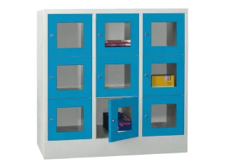 lockerkast,HxBxD 1187x1200x500mm,3x3vakken,RAL7035,front RAL5012 - 2