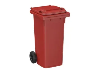 container,120l,HxBxD 933x500x550mm,deksel rood,romp HDPE rood,2wielen - 1
