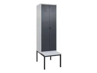 PBM-locker met bank,HxBxD 2120x600x815mm,2vak,vak B 300mm,draaigrendel - 1