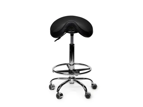 Zadelkruk Office Premium standaard met voetring harde wielen zw