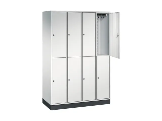 Dubbeldekse garderobekast,RAL 7035,HxBxD 1950x1220x500mm,4x2vak.