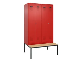 locker met bank,voor scheiding van kleding,HxBxD 2120x1200x815mm,4vak - 2