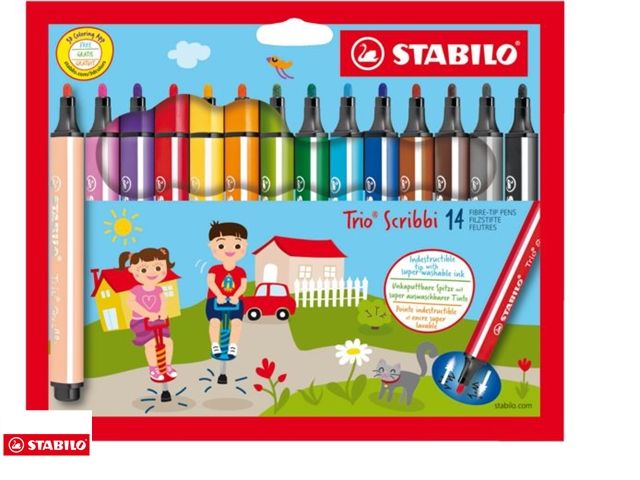 STABILO Crayon de couleur Trio long, corps large, étui de 12