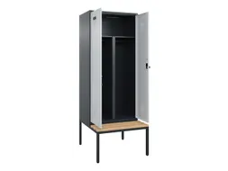 PBM-locker met bank,HxBxD 2120x800x815mm,2vak,vak B 400mm,draaigrendel