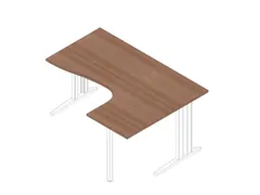 hoek-bureau,HxBxD 730x1600x1200mm,blad canaletto-hout