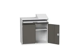 pc-kast 1130x1050x550mm toetsenbordblad RAL7035 + RAL7016