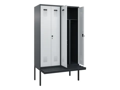 PBM-locker met bank,HxBxD 2120x1200x815mm,4vak,vak B 300mm