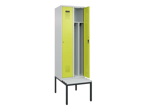 locker met bank,voor scheiding van kleding,HxBxD 2120x600x815mm,2vak
