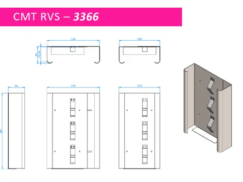 CMT Swoosh handschoendispenser Trio in breedte verstelbaar RVS