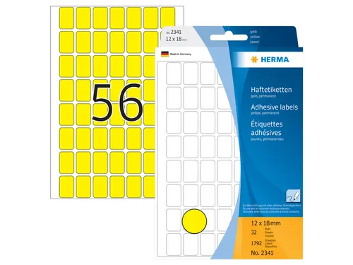 HERMA 2341 Universele etiketten 12x18mm Geel 1792 stuks