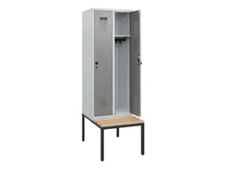 locker met bank,HxBxD 1950x600x815mm,2vak,vak B 300mm,draaigrendel