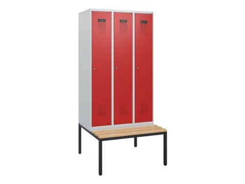 locker met bank,HxBxD 1950x900x815mm,3vak,vak B 300mm,cilinderslot