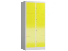 Lockerkast 1800x800x500mm 2x4 vakken cilinderslot, sokkel, RAL1018