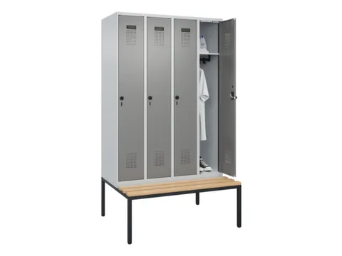 locker met bank,HxBxD 2120x1200x815mm,4vak,vak B 300mm,draaigrendel