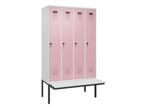 locker met bank,HxBxD 2120x1200x815mm,4vak,vak B 300mm,draaigrendel