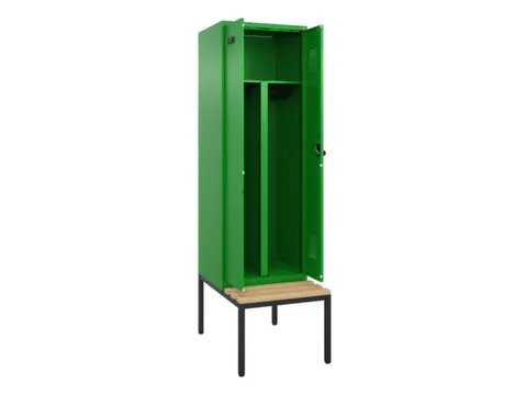 PBM-locker met bank,HxBxD 2120x600x815mm,2vak,vak B 300mm,draaigrendel