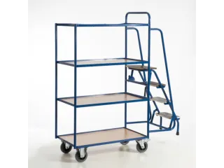 Orderverzamelwagen 990x590mm Totale H 1900mm 4 Etages Hout Ral5010 - 7