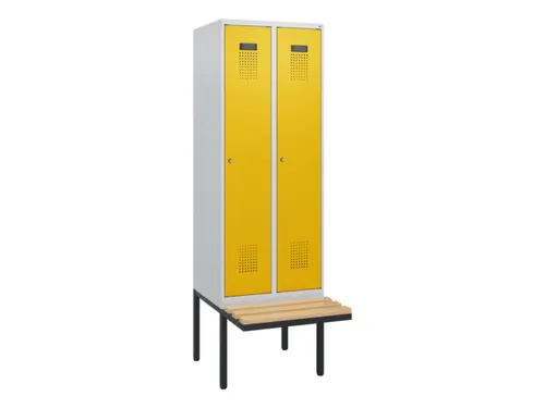 locker met bank,HxBxD 1950x600x815mm,2vak,vak B 300mm,cilinderslot