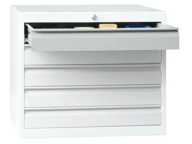 ladekast,HxBxD 600x500x600mm,5lade(n),cil.-slot,RAL7035,front RAL3000