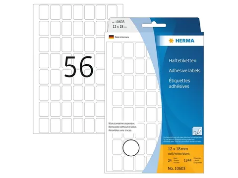 HERMA 10603 Verwijderbare universele etiketten 12x18mm Wit 1344 stuks