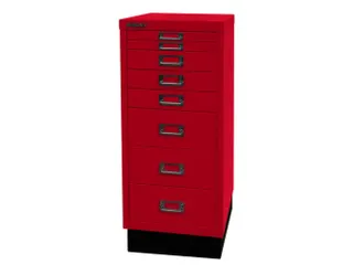 kantoor-ladekast HxBxD 670x279x380mm 8 laden romp kardinaalrood staal - 1