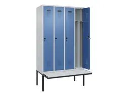 locker met bank,voor scheiding van kleding,HxBxD 2120x1200x815mm,4vak