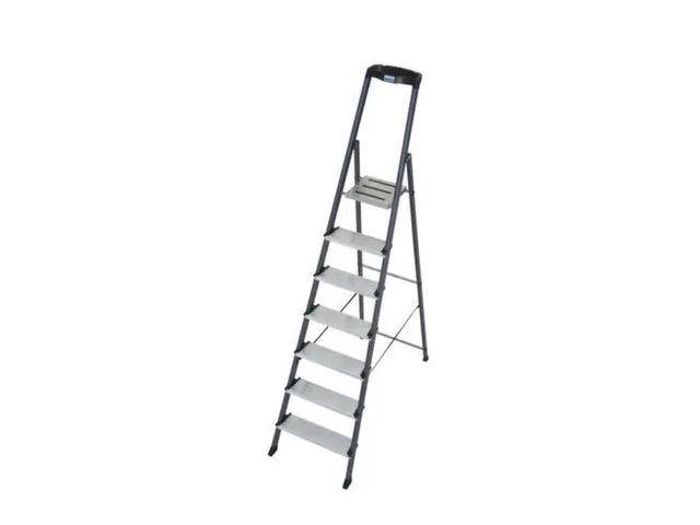 trapladder,eenzijdig,7treden,bordes m. antislip elementen,Stand H 1,5m