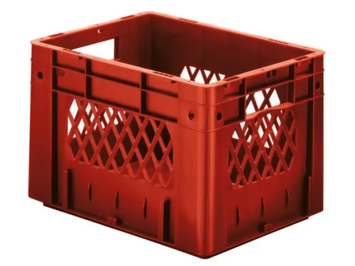 Euronorm Stapelkrat Rood 270x400x300mm 23.3l Opengewerkt/Bodem Gesl.