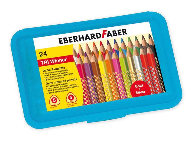 kleurpotlood Eberhard Faber Tri Winner plastic box assorti 24 stuks | KleurpotlodenWinkel.nl