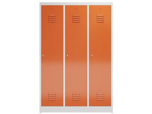 garderobekast 1800x1185x500mm 3vak klink sokkel romp RAL7035 RAL3000