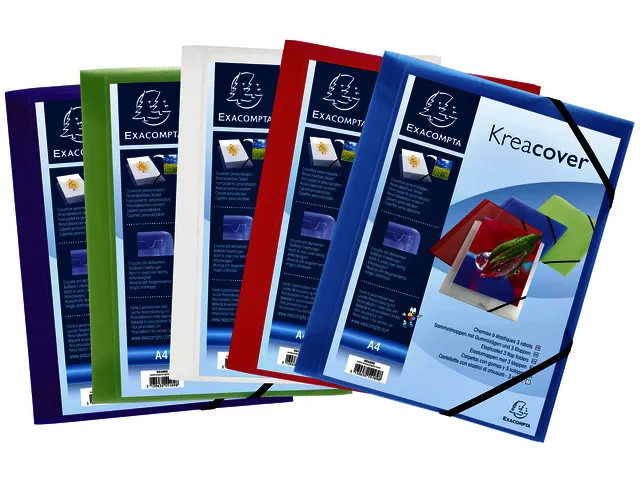 Elastomap Exacompta Kreacover A4 3 kleppen PP assorti