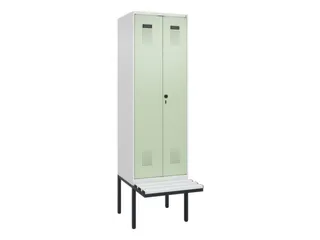 PBM-locker met bank,HxBxD 2120x600x815mm,2vak,vak B 300mm,draaigrendel - 2