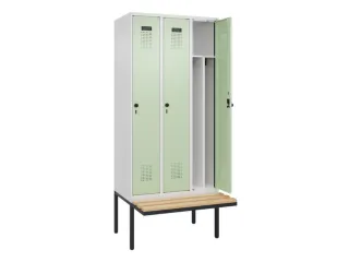 locker met bank,voor scheiding van kleding,HxBxD 2120x900x815mm,3vak - 1