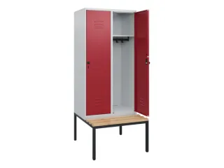 locker met bank,HxBxD 1950x800x815mm,2vak,vak B 400mm,draaigrendel - 2
