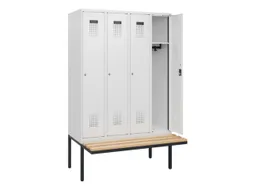 locker met bank,HxBxD 1950x1200x815mm,4vak,vak B 300mm,cilinderslot